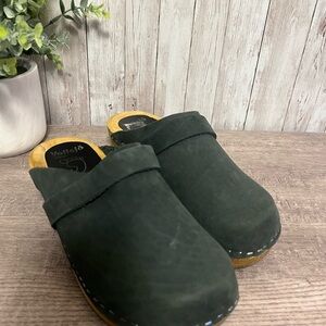 Vollsjo Leather Clogs Wood Sole Boho Bohemian Womens Size 7